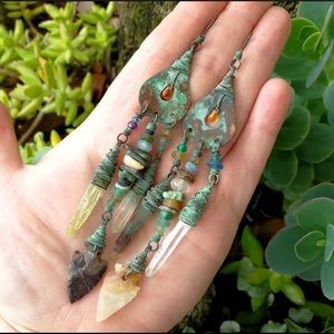 Boho earthy patina copper earrings